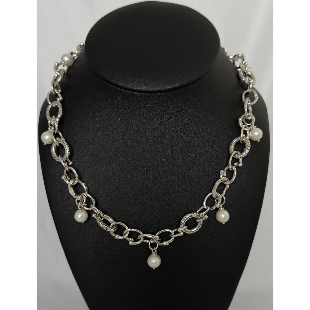 Michael Dawkins Necklace Sterling Silver Pearl Toggle Chunky 65g